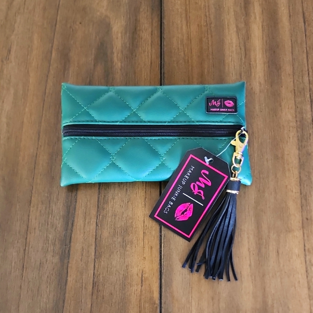 NWT Makeup Junkie Quilted Emerald Green Mini Bag